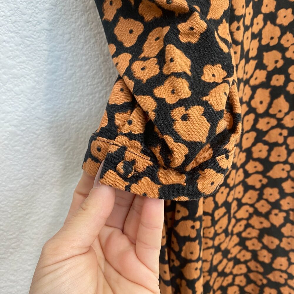 Who What Wear Linen Blend Floral Puff Sleeve Terracotta Shift Dress - XL - Picture 7 of 9